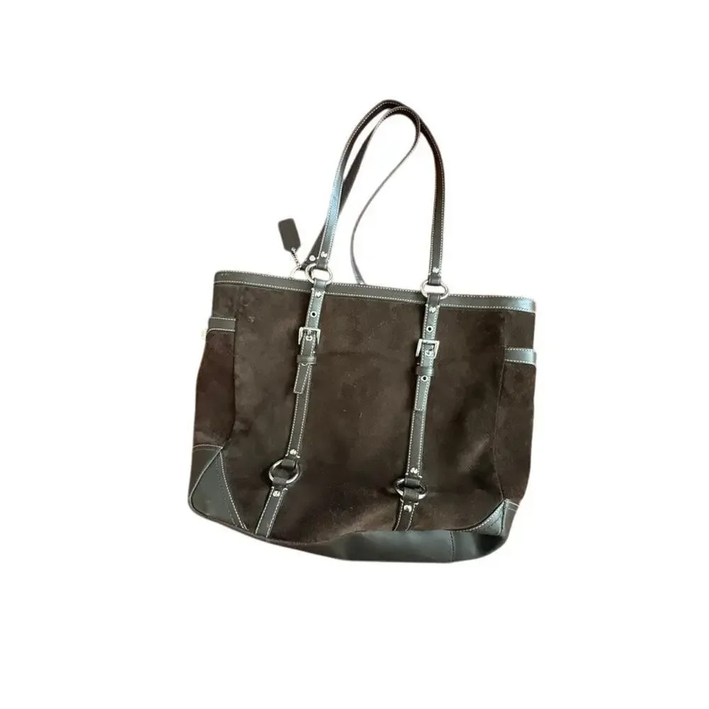 Vintage‎ Coach Brown Suede Bridle Bit Purse